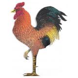 Signed Dr Dot Folk Art Rooster On Sheet Metal