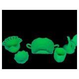 Fenton Green Satin Custard Uranium Glass Lot
