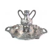 Victorian Style Silverplate Samovar and Tray Set