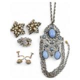 Vintage Moonstone Style and Rhinestone Jewelry Lot