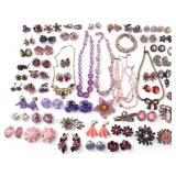 Vintage Pink and Purple Costume Jewelry Collection