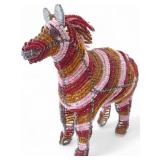 African Bead and Wire Folk Art Zebra Sculpture