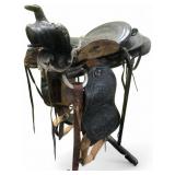 Tooled Leather Western Saddle with Tapaderos