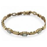 Sterling Gold-Plated Blue Gemstone Bracelet 7.5"