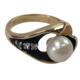 Espo Sterling Silver Gold-Plated Pearl Ring