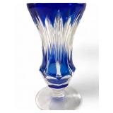 Val St. Lambert Cobalt Cut-to-Clear Crystal Vase