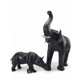 Genuine Leather Elephant and Rhino Figures, India