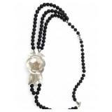 Mother-of-Pearl & Black Bead Floral Necklace