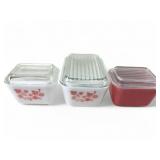 VTG Pyrex Gooseberry & Flamingo Refrigerator Dishe