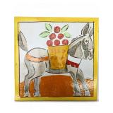 Cannara (PG) Donkey & Fruit Ceramic Tile, 8x8