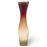 MCM Amberina Crackle Art Glass Bud Vase