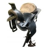 Western Leather Roping Saddle with 15 Inch Seat