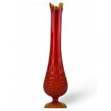 Fenton Amberina Hobnail Swung Glass Vase, 20"