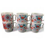 VTG Japanese Flower Power Stacking Ceramic Mugs