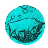 VTG Blenko Azure Blue Glass Taurus Zodiac Paperwei