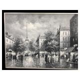 Impressionist Style Paris Street Scene Oil on Canv