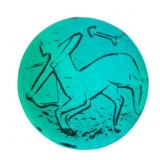 VTG Blenko Azure Blue Sagittarius Zodiac Paperweig