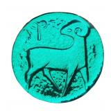 VTG Blenko Azure Blue Glass Aries Zodiac Paperweig