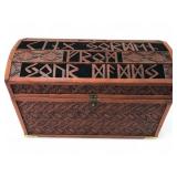 VTG Tramp Art Style Wooden Chest with Runes