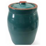VTG Stoneware Cookie Jar with Lid, Teal Glaze