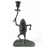 Bronze Frog Candlestick