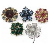 VTG Weiss and Assorted Costume Flower Brooches