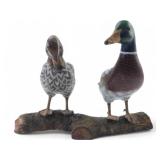 Hand Carved and Painted Mallard Drake and Hen