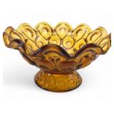 MCM L.E. Smith Moon and Stars Amber Glass Compote