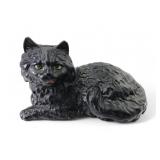 Cast Iron Reclining Black Cat Statue