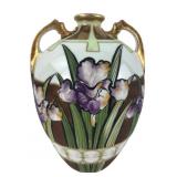Nippon Hand-Painted Porcelain Iris Vase