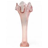 VTG Fenton Fine Ribbed Pink Glass Swung Vase