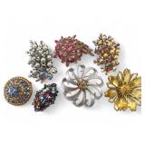 VTG Costume Jewelry Brooch Lot of 7