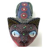 Balinese Handcarved Dot Art Cat Trinket Box