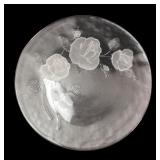 Frosted Rose Motif Pressed Glass Platter