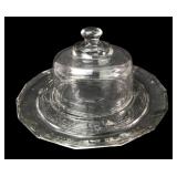 Pressed Glass Domed  Dish with Floral Motif