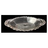 Pressed Glass Oval Relish Dish with Starburst Base