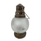 Brass and Frosted Cut Glass Candle Lantern