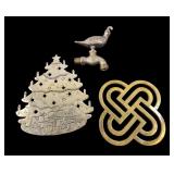 Lillian Vernon Brass Christmas Tree and Trivets