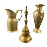 Assorted Brass Pitcher, Bell, and Vase
