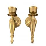 Pr. Polished Brass Wall Sconce Candle Holders
