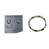 Nine West Enamel Stud Earrings and Bangle Set