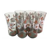 MCM Smoked Glass Tumblers with Floral Motif