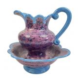 Signed Art Pottery Pitcher and Basin Set