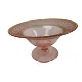 Tiffin Glass Pink & Gold Depression Glass Compote