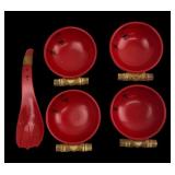 K. LaMoyne Original Red Resin Bowl and Spoon Set