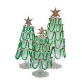 Set of 3 Hand-Blown Glass Christmas Trees