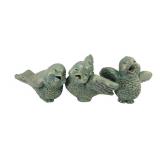 Set of 3 Cast Resin Singing Bird Figurines