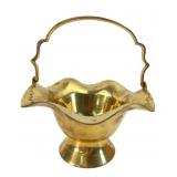 Brass Pedestal Basket with Scalloped Rim
