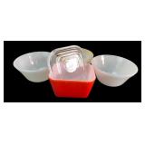 Pyrex and Federal Glass Milk Glass Bowl Set