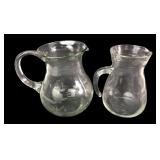 Bormioli Rocco and Etched Glass Pitchers, pr.